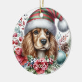 スパニエル犬装飾品 セラミックオーナメント (左)