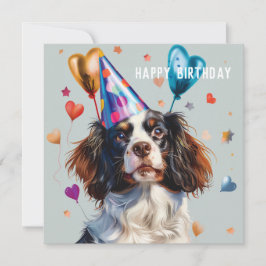 スパニエル犬誕生日カード、スリンガー、コッカー、カヴァリエ シーズンカード
