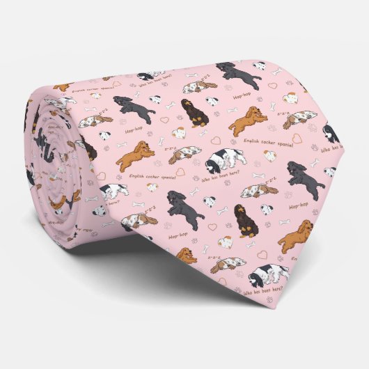 スパニエル犬 ネクタイ (ロール)