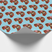 スパニエル犬（ピンクのイヤーマフ） ラッピングペーパー (角)