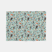 スパニエル犬（青） フリースブランケット (正面(横))