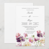 スパニッシュウェディングの水彩花イラスト 招待状 (正面/裏面)
