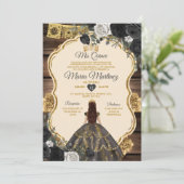 スパニッシュゴールド＆ブラックフラワールドキンセアネラ 招待状 (スタンド正面)