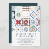 スパニッシュタイルのウェディング招待状 セーブザデート (正面/裏面)