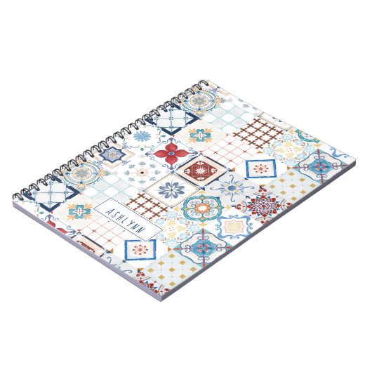 スパニッシュタイル パーソナライズドジャーナル ノートブック (左側)