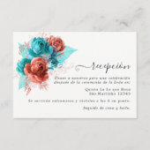 スパニッシュターコイズとコーラルの結婚式の披露宴 エンクロージャーカード (正面)