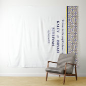 スパニッシュネイビーイエロータイルシャワー写真背景 v3 タペストリー (インサイチュ(横))