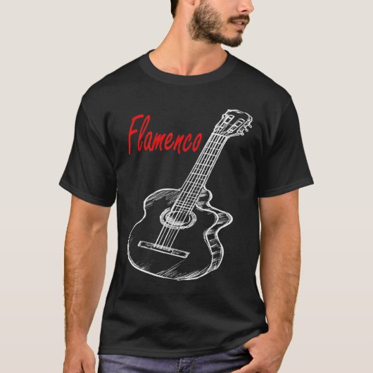 スパニッシュフラメンコギターギタープレーヤー Tシャツ (正面)