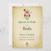 スパニッシュラスティックハート メキシカンウェディング セーブザデート 招待状 (正面)