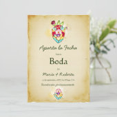 スパニッシュラスティックハート メキシカンウェディング セーブザデート 招待状 (スタンド正面)