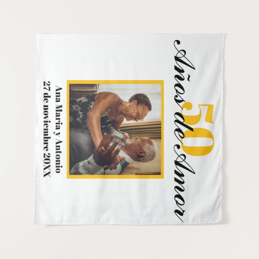 スパニッシュレトロ ブラックゴールド 50周年記念 結婚50周年 タペストリー (正面(横))