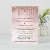 スパニッシュ ウェディング ローズゴールド グリッター ドリップス 招待状 (スタンド正面)