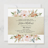 スパニッシュ・エレガント・ゴールド・シャンパンフラワー・キンセアニェーラ 招待状 (正面)