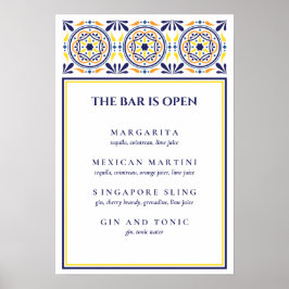 スパニッシュ ネイビー イエロー タイル シグネチャー カクテル V1 ポスター