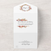 スパニッシュ、パンパスグラス ブラッシュ ウェディング ティアオフ RSVP オールインワン招待状 (外側)