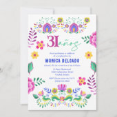 スパニッシュ メキシカン フィエスタ フローラル 31歳 バースデーパーティー 招待状 (正面)