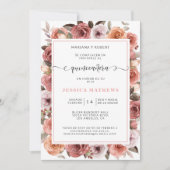 スパニッシュ ローズゴールド クイーンセニョーラ ピンク, ブラッシュ フラワーズ 招待状 (正面)
