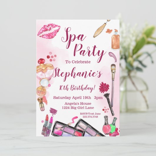 スパパーティの招待状、編集可能誕生日任意の年齢 招待状 (スタンド正面)