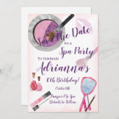 スパパーティの招待状、編集可能10誕生日 セーブザデート (正面/裏面)