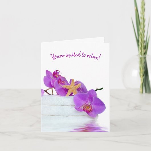 スパパーティーとランをタオルに 招待状 (正面)