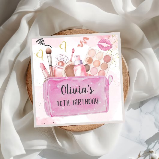 スパパーティーガールガールグラムメイクアップ誕生日ナプキンス スタンダードカクテルナプキン