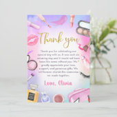 スパパーティーガールグラマーメイクアップ誕生日 サンキューカード (スタンド正面)