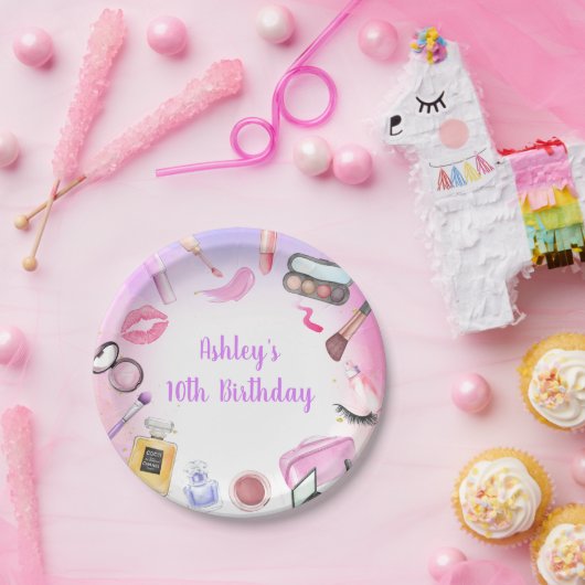 スパパーティーガールグラマーメイクアップ誕生日 ペーパープレート (パーティー)