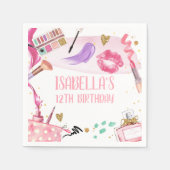 スパパーティーガールグラモールメイクアップバースデーパーティー スタンダードカクテルナプキン (正面)