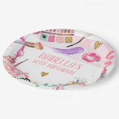 スパパーティーガールグラモールメイクアップバースデーパーティー ペーパープレート (アングル)