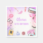 スパパーティーガールグラモールメイクアップ誕生日ナプキンス スタンダードカクテルナプキン (正面)