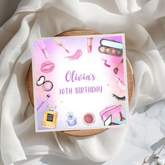 スパパーティーガールグラモールメイクアップ誕生日ナプキンス スタンダードカクテルナプキン