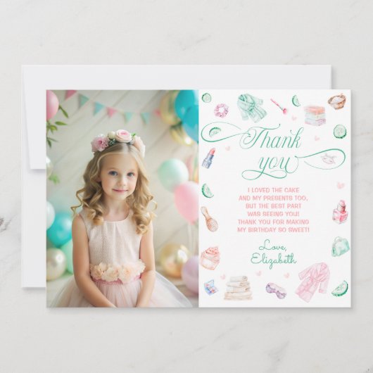 スパパーティーガール誕生日写真サンキューカード 招待状 (正面)