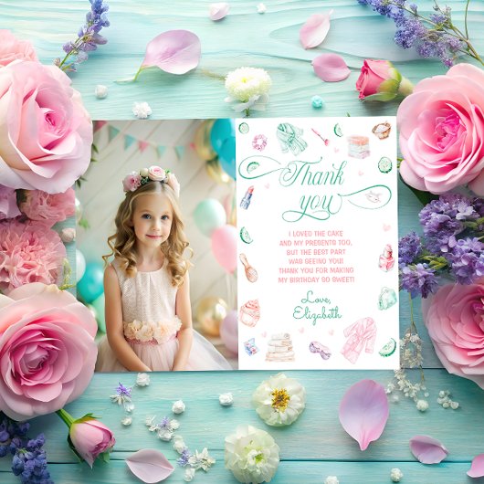 スパパーティーガール誕生日写真サンキューカード 招待状