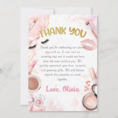 スパパーティーグラマーガールメイクアップ誕生日写真 サンキューカード (正面)