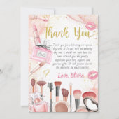 スパパーティーグラマーガールメイクアップ誕生日 サンキューカード (正面)