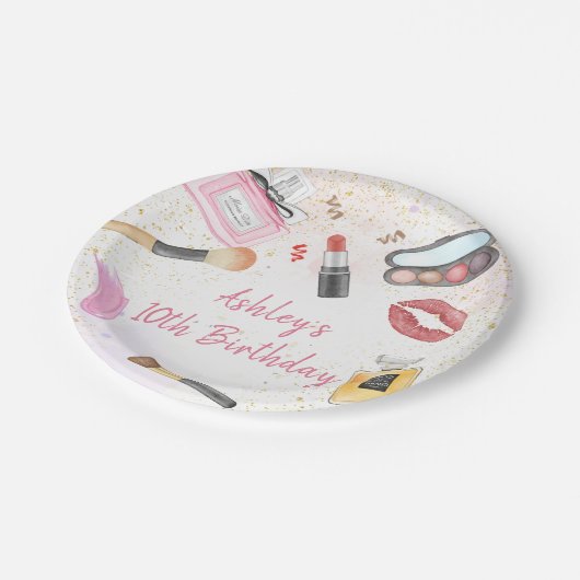 スパパーティーグラマーメイクアップ誕生日 ペーパープレート (アングル)