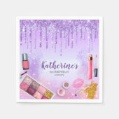 スパパーティーグラムガールバースデーパーティーサロンパープル スタンダードカクテルナプキン (正面)