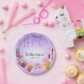 スパパーティーグラムガールバースデーパーティーサロンパープル ペーパープレート (パーティー)