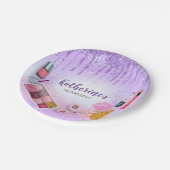 スパパーティーグラムガールバースデーパーティーサロンパープル ペーパープレート (アングル)