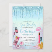 スパパーティーグラムガールバースデーパーティーサロンブルー 招待状 (正面)