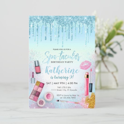 スパパーティーグラムガールバースデーパーティーサロンブルー 招待状 (スタンド正面)