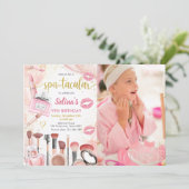 スパパーティーグラムガールメイクアップバースデーパーティー写真 招待状 (スタンド正面)