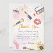 スパパーティーグラムガールメイクアップ誕生日サンキューカード サンキューカード (正面)