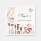 スパパーティーグラムガールメイクアップ誕生日ナプキンス スタンダードカクテルナプキン (正面)