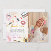 スパパーティーグラムガールメイクアップ誕生日写真 サンキューカード (正面)