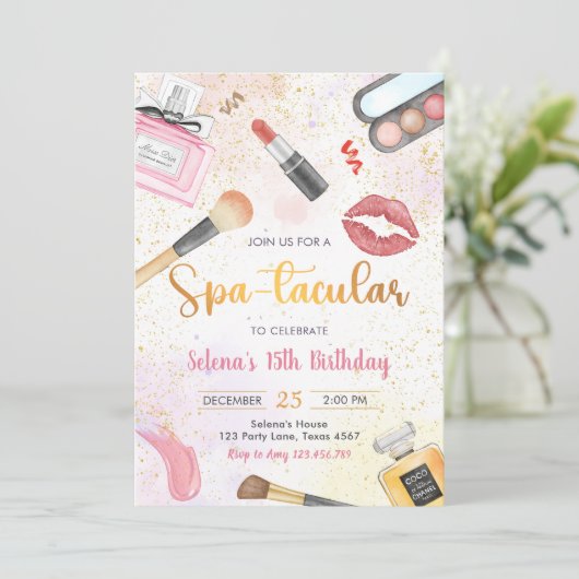 スパパーティーグラムメイクアップバースデーパーティー招待 招待状 (スタンド正面)