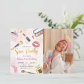 スパパーティーグリッツグラムガールメイクアップ誕生日写真 招待状 (スタンド正面)