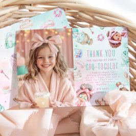 スパパーティーパステル誕生日フォトサンキューカード 招待状