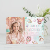 スパパーティーパステル誕生日フォトサンキューカード 招待状 (スタンド正面)