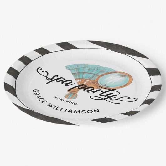 スパパーティーパーソナライズされたヴィンテージ ペーパープレート (アングル)